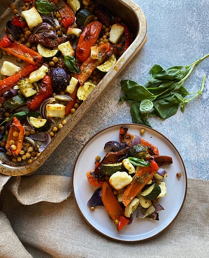 Veggie Pesto and Halloumi Bake