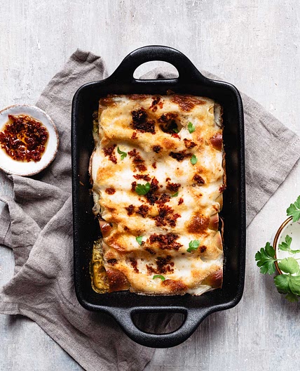 CREAMY MUSHROOM CANNELLONI WITH SAFFRON