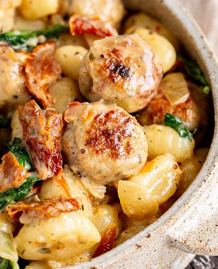Tuscan Chicken Meatballs with Gnocchi