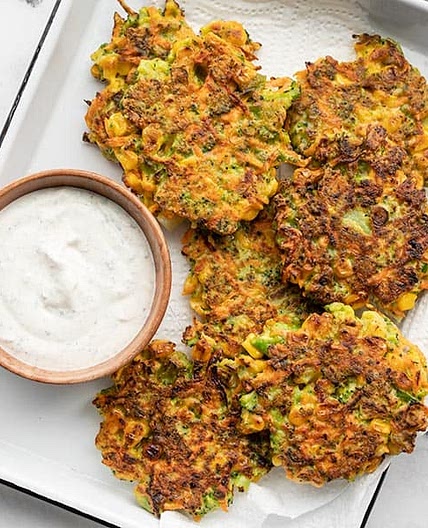 Vegetable Fritters with Garlic Herb Dipping Sauce