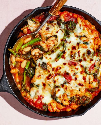 Cheesy Tomato Beans With Broccoli Rabe