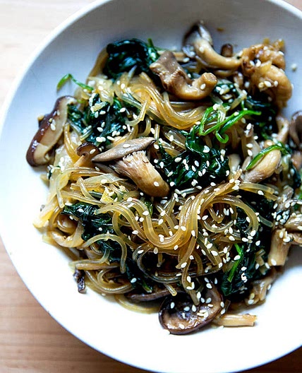 Vegetarian Japchae (Korean Glass Noodles)