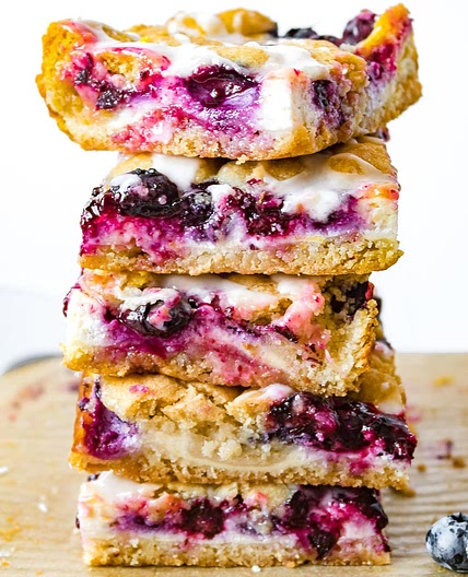 Blueberry Cream Cheese Bars - Easy Lemon Blueberry Cheesecake Dessert!