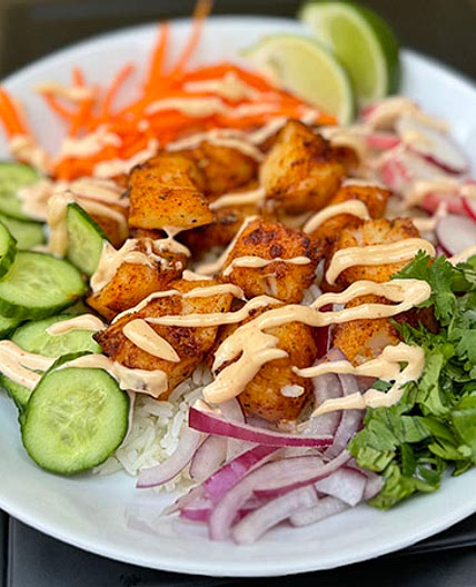 Easy Spiced Fish and Lime Rice Bowls with Veggies