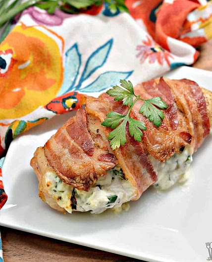 Bacon-Wrapped Cream Cheese Stuffed Chicken