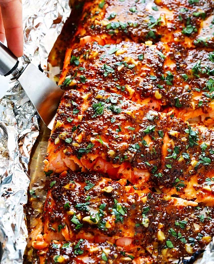 Honey Mustard Salmon In Foil