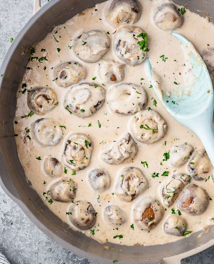 Creamy Garlic Mushrooms {Keto/ Low-Carb}