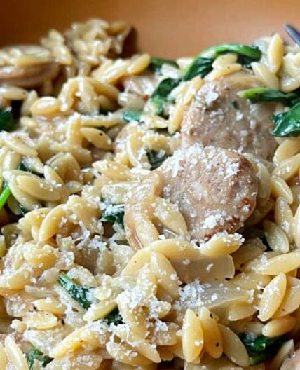 One Pan Chicken Sausage Orzo