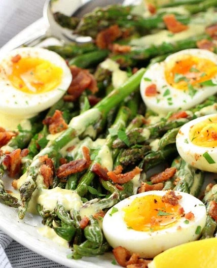 Asparagus Egg and Bacon Salad with Dijon Vinaigrette