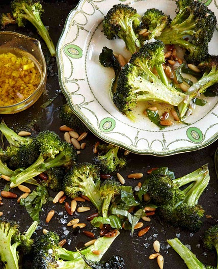 Roasted Broccoli with Lemon, Pine Nuts and Basil
