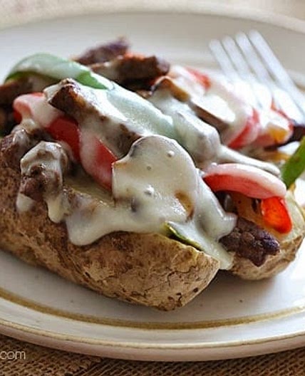 Loaded Philly Cheesesteak Baked Potato