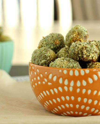 Oven Fried Stuffed Olives
