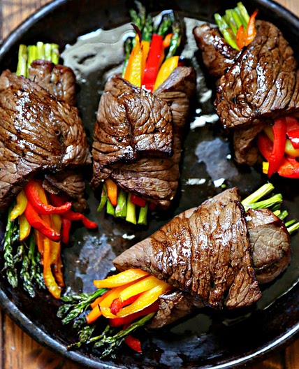 Air Fried Steak and Asparagus Bundles