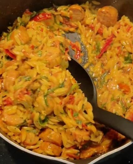 Easy, Creamy Chicken Sausage Orzo