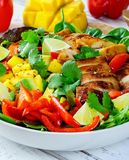 Eat Clean with this Glorious Sweet and Sour Chicken Mango + Avocado Salad!