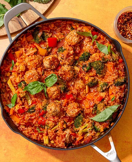 One Pot Meatballs and Rice