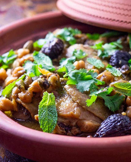 Chicken Tagine With Pistachios, Dried Figs, and Chickpeas Recipe