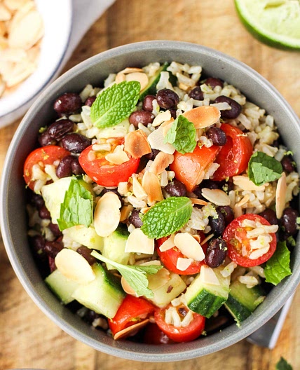 Brown Rice and Black Bean Salad with Lime Dressing