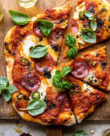 Sweet and Spicy Tomato Basil Pepperoni Pizza