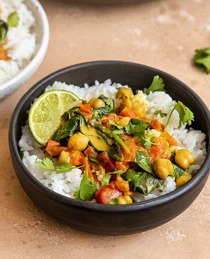 Chickpea Tomato Spinach Curry
