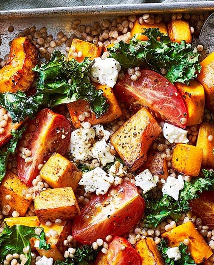 Autumn couscous with roast squash and feta