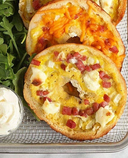 Ham and Cheese Bagel Quiches