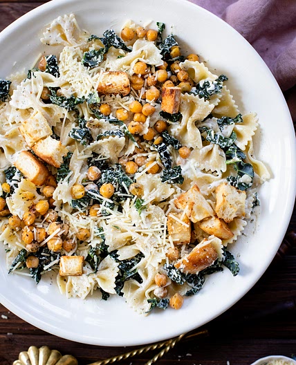 Kale Caesar Pasta Salad