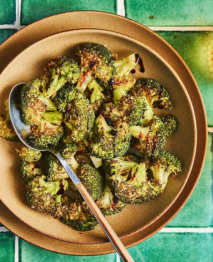 Crispy Smashed Broccoli with Balsamic & Parmesan