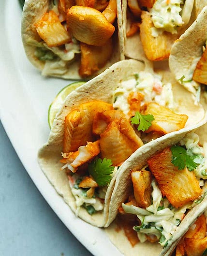 Air Fryer Fish Tacos with Creamy Slaw