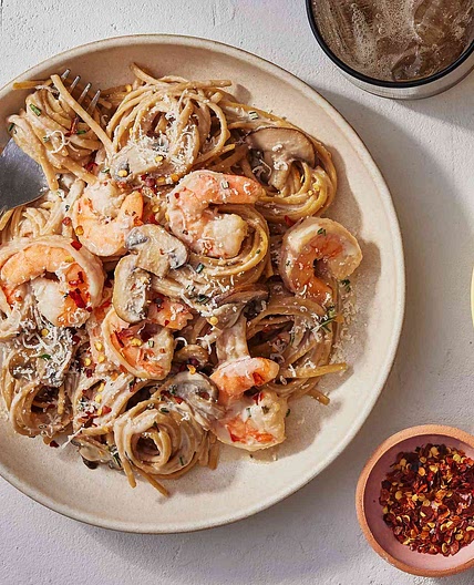 Creamy Shrimp & Mushroom Pasta