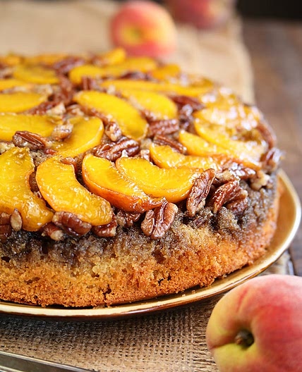 Peach Pecan Upside Down Cake