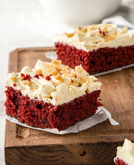 Keto & Gluten Free Red Velvet Cake with Cream Cheese Frosting