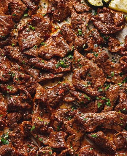 10-Minute Sheet Pan Steak with Lemon Zucchini