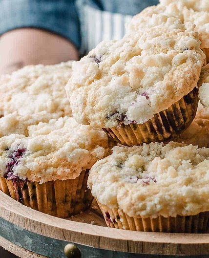 Sourdough Blueberry Muffins with Crumb Topping Recipe