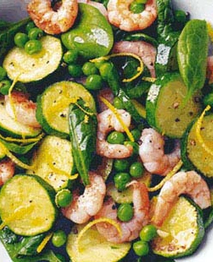 Garlic prawn, courgette and lemon pan fry