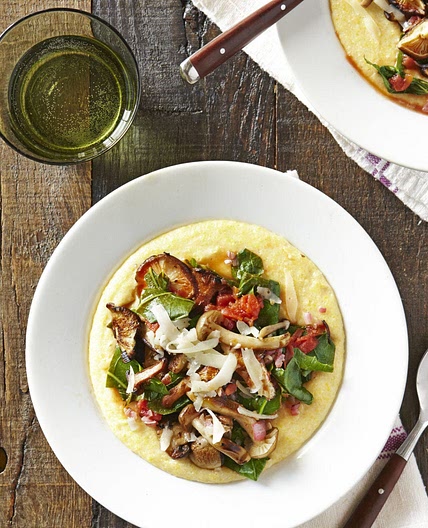 Creamy Polenta with Mushrooms & Collards