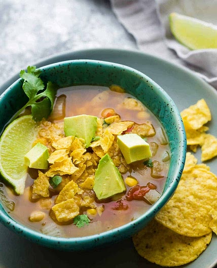 Slow Cooker Chickpea Tortilla Soup (Freezer to Crock Pot)