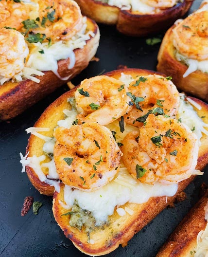 Blackstone Parmesan Pesto Shrimp Toast