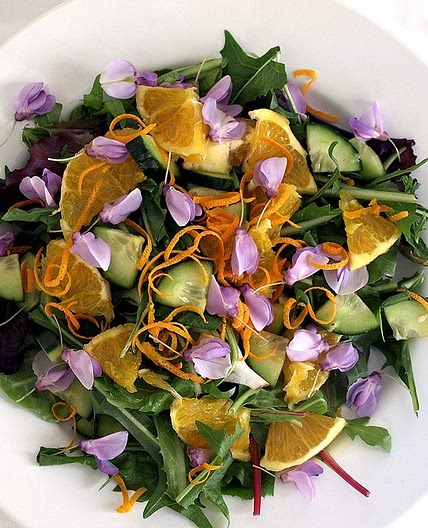 SPRING SALAD WITH EDIBLE FLOWERS & DANDELION GREENS