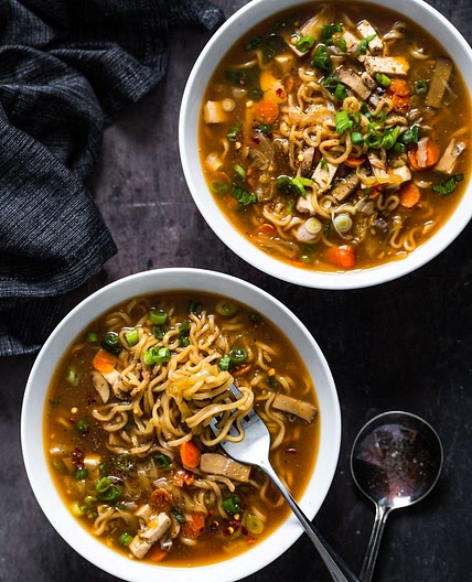 Vegan Hot and Sour Soup with Ramen