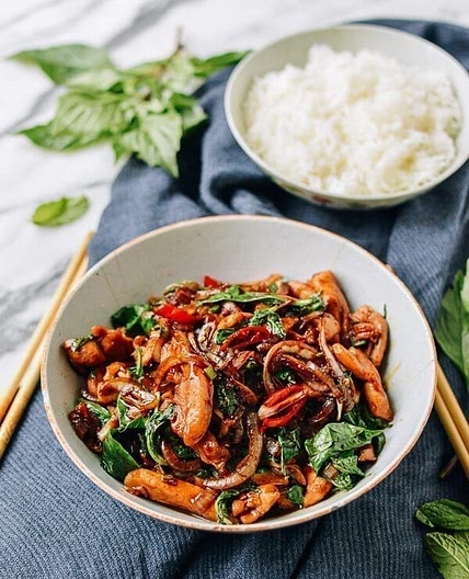 Thai Chicken Stir-fry with Basil & Mint