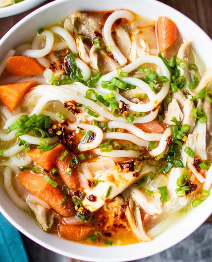 miso ginger chicken udon soup