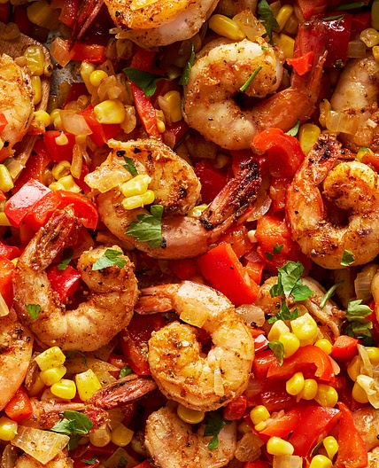 Cajun Shrimp with Bell Peppers & Corn