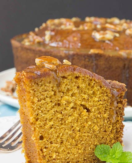 Praline Glazed Pumpkin Pound Cake