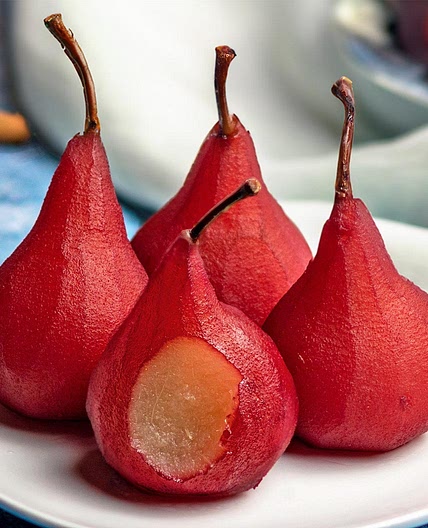 Red Wine Poached Pears