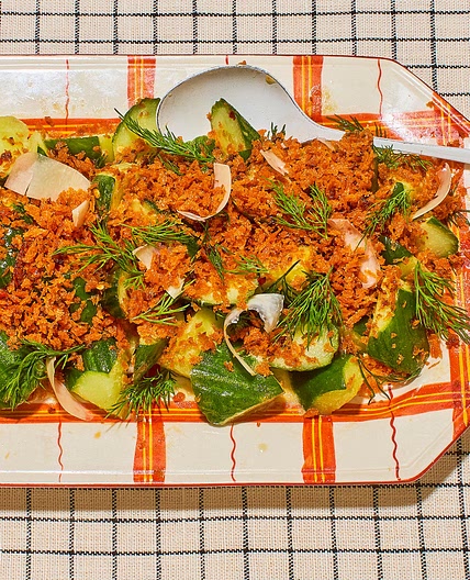 Cucumber Caesar With Spicy Breadcrumbs