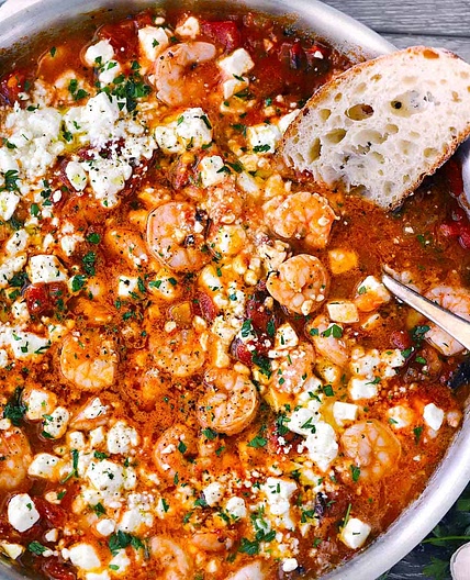 Greek Shrimp with Tomatoes and Feta (Garides Saganaki)