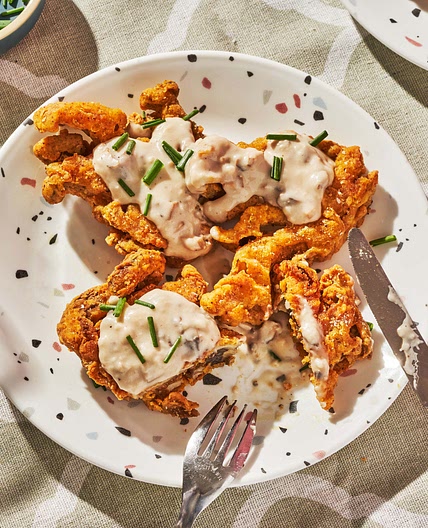 Chicken-Fried Mushrooms & Gravy