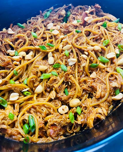Slow Cooker Peanut Chicken Noodles