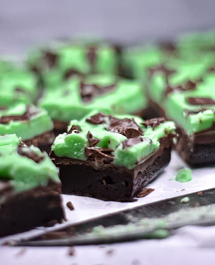Mint Brownies with Buttercream Frosting